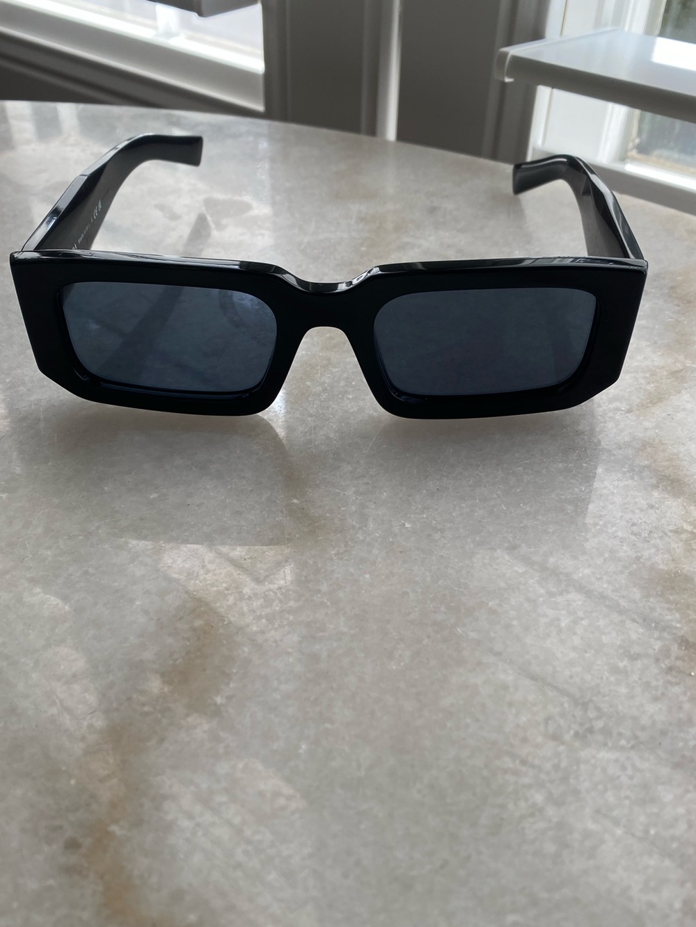 Prada Symbole Black Rectangular Chunky Frame Sunglasses